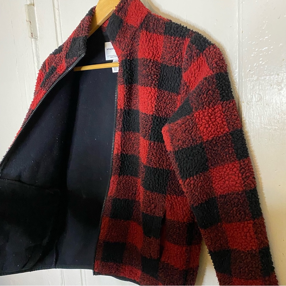 Amazon Essentials size girl’s L : holiday Sherpa fleece plaid fall winter jacket - Picture 4 of 8